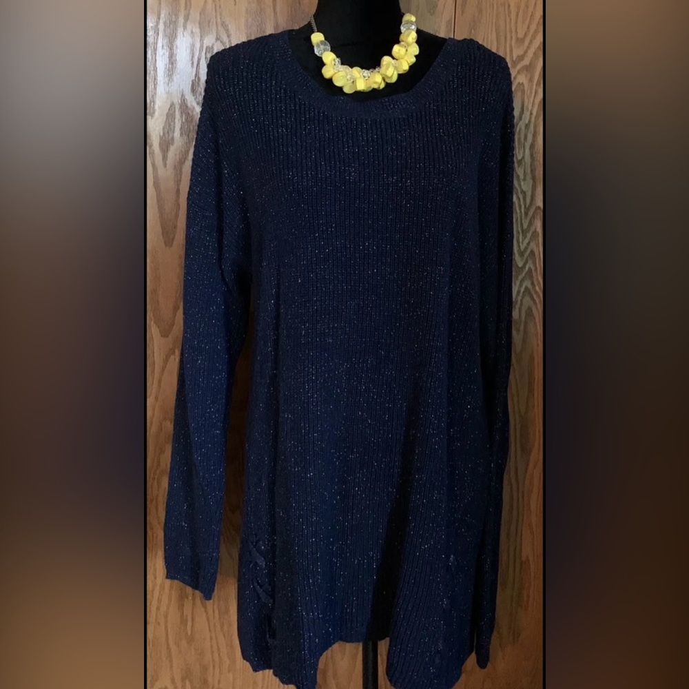 A.N.A. Navy Blue Sparkle Longsleeve Oversized Pullover Sweater Size XL